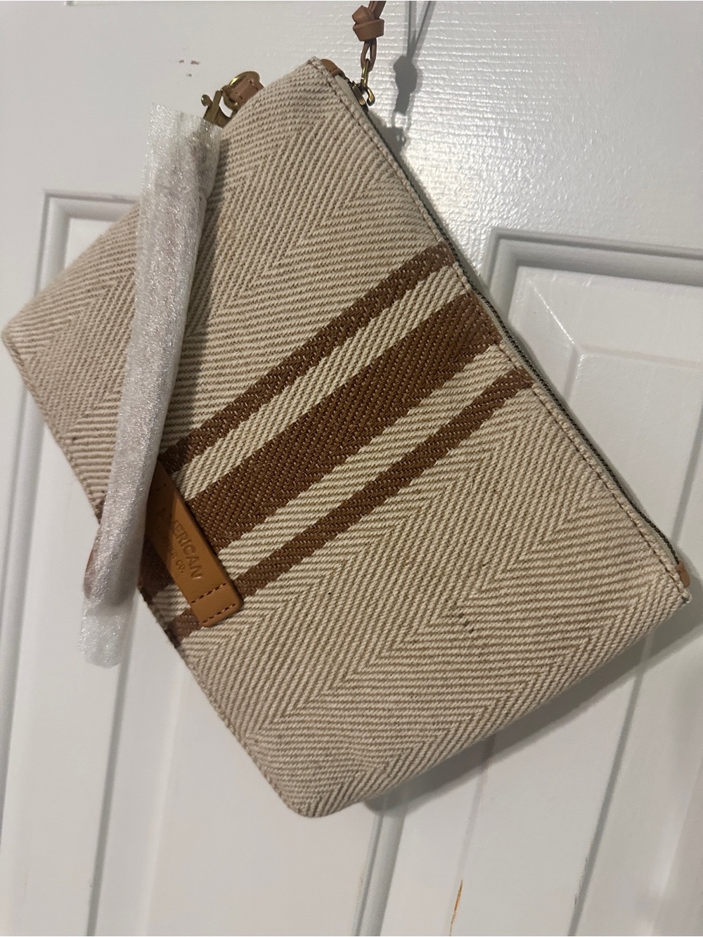 American Eagle Outfitters Beige Wristlet with Brown Stripe Detail - Picture 7 of 10